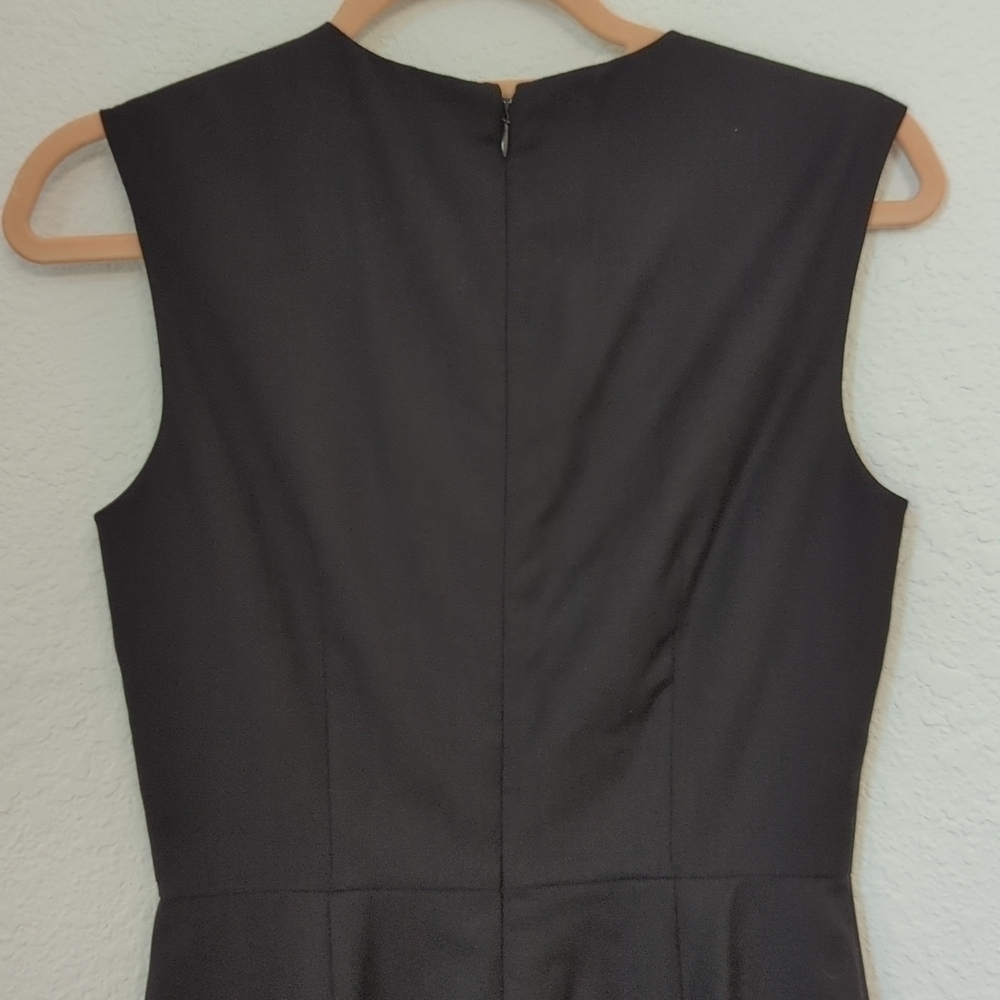 J Crew Wool Sheath Ruffle Dress Black Sz 00 Round Neckline Back Zip Lined - Picture 4 of 11